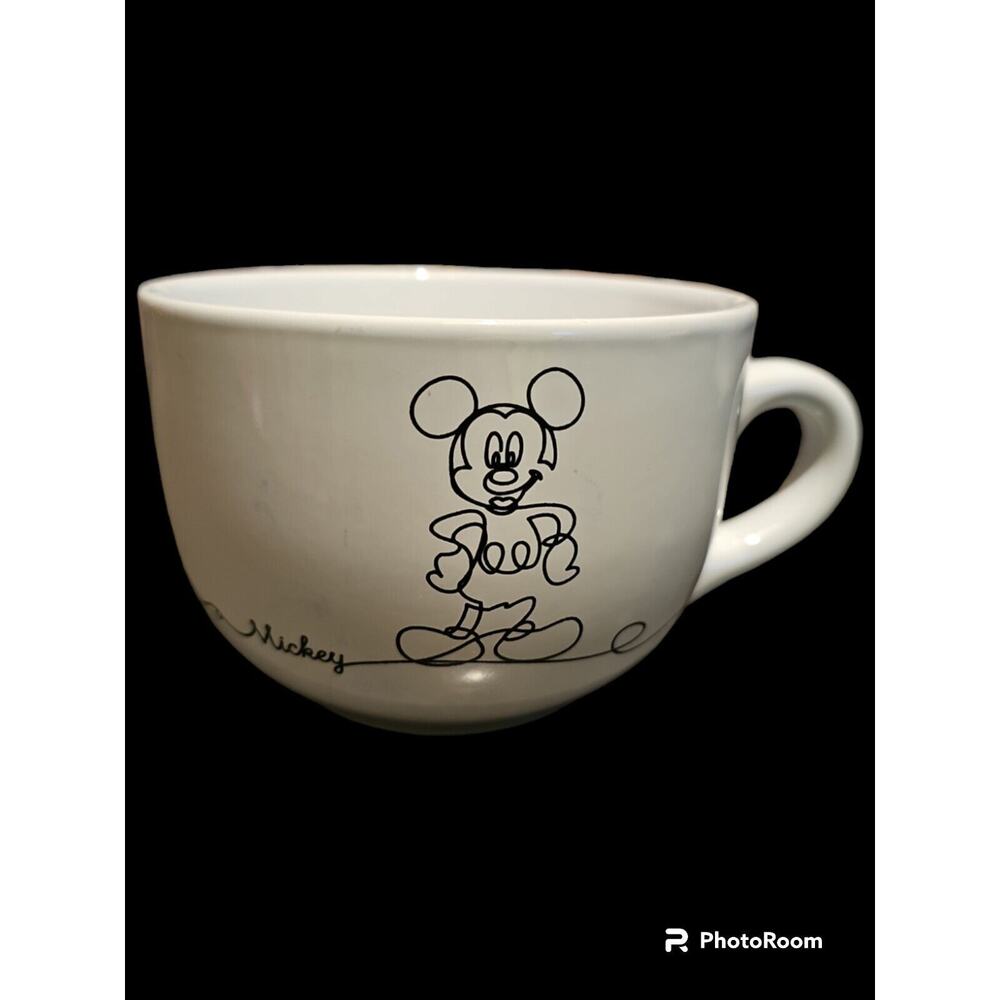 DISNEY Mickey Mouse Linear White Soup‎ Bowl Cup Mug 29OZ/ Coffee Cup